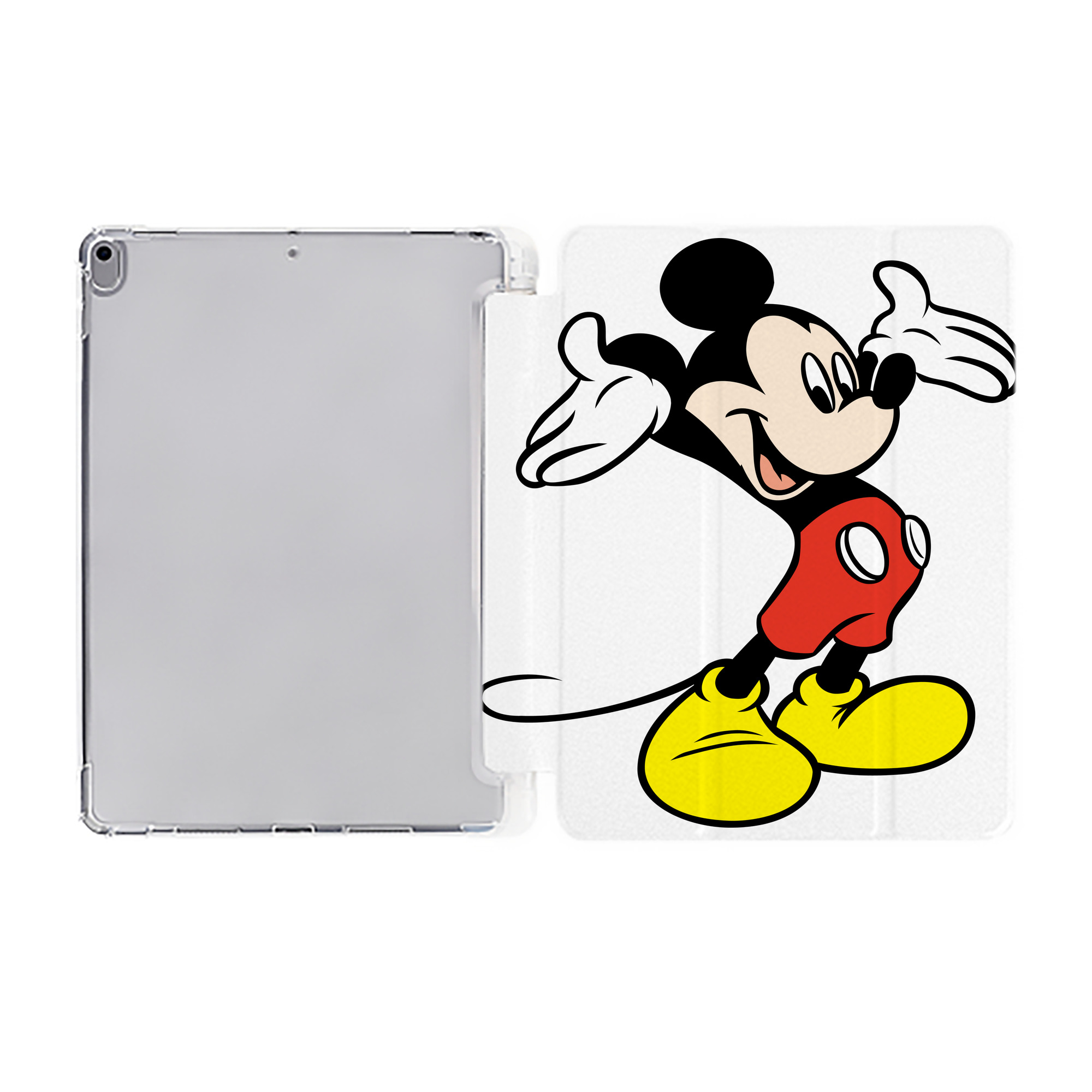 （画像用） ミッキーマウス Mickey Mouse IPad ケース ペン収納付き 三つ折りスタンド PUレザー×シリコン 対応機種9.5/10.5/10.9インチ